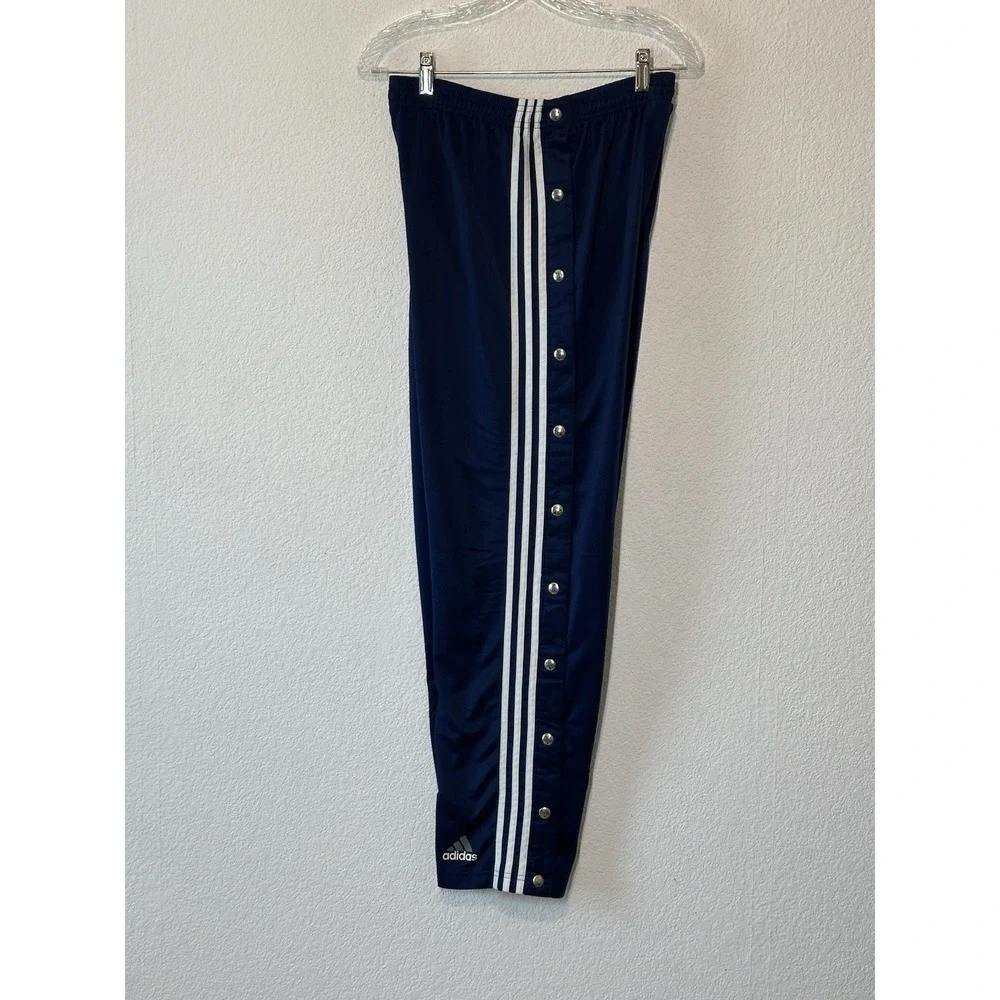 Vtg 90 Adidas Track Pants‎ Navy Mens M Jersey Tear Away Side Snaps 27x29 USA